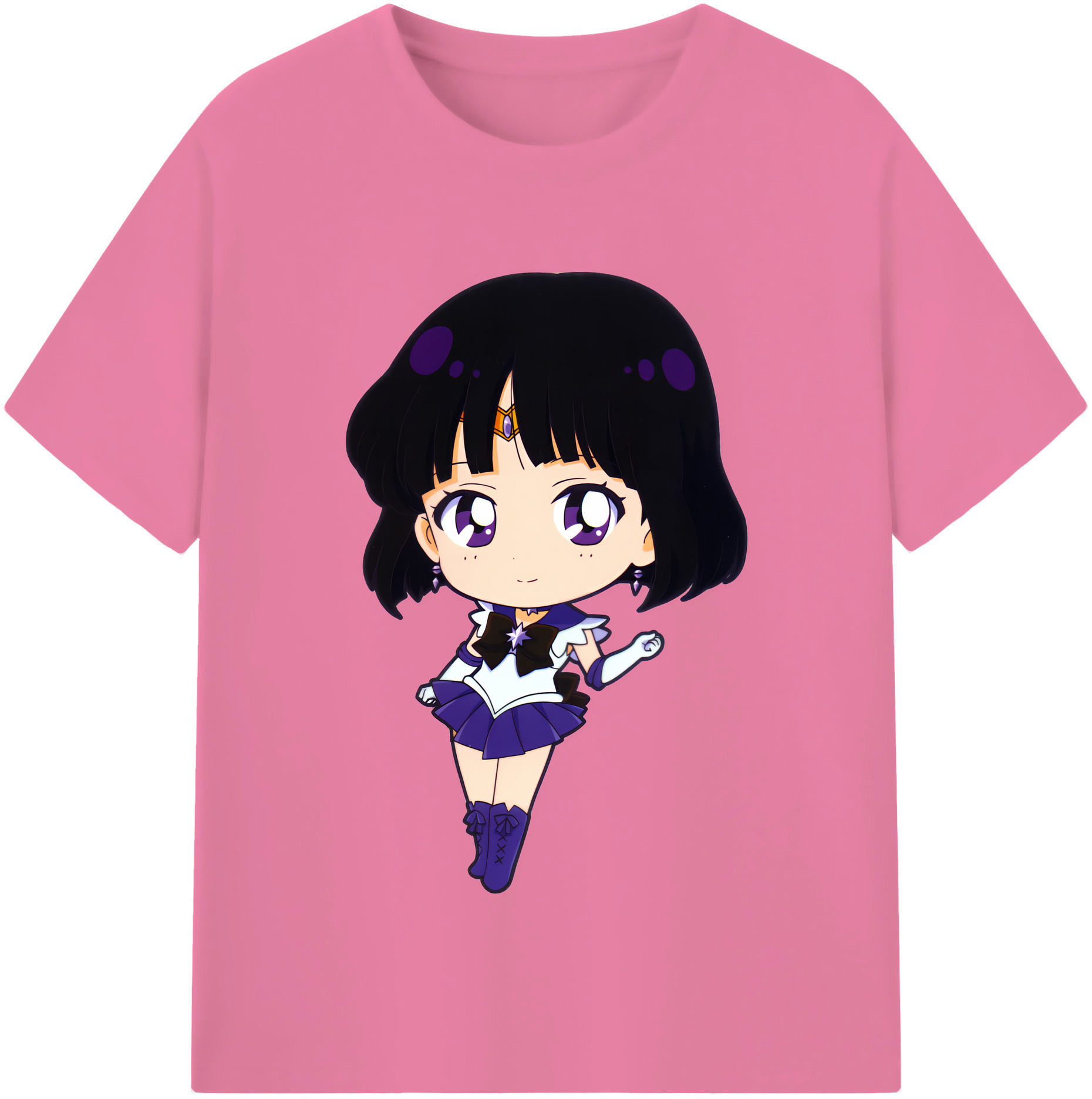 （画像用） 美少女戦士セーラームーン 土萠ほたる Sailor Moon Tomoe Hotaru （セーラーサターン；Sailor Saturn） 綿100％半袖Tシャツ（フロントプリント）